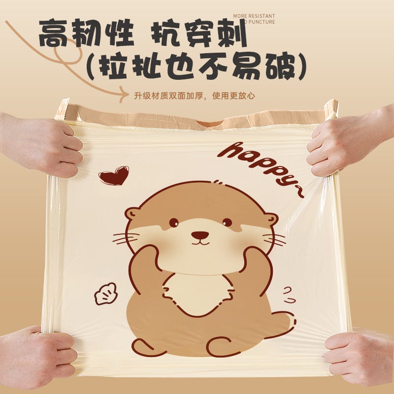 Otter-Free Garbage Bag Household Tear-Free Cartoon Printed Thickened Drawstring-Type Portable Large Automatic Collapsed Plastic Bag - Image 3